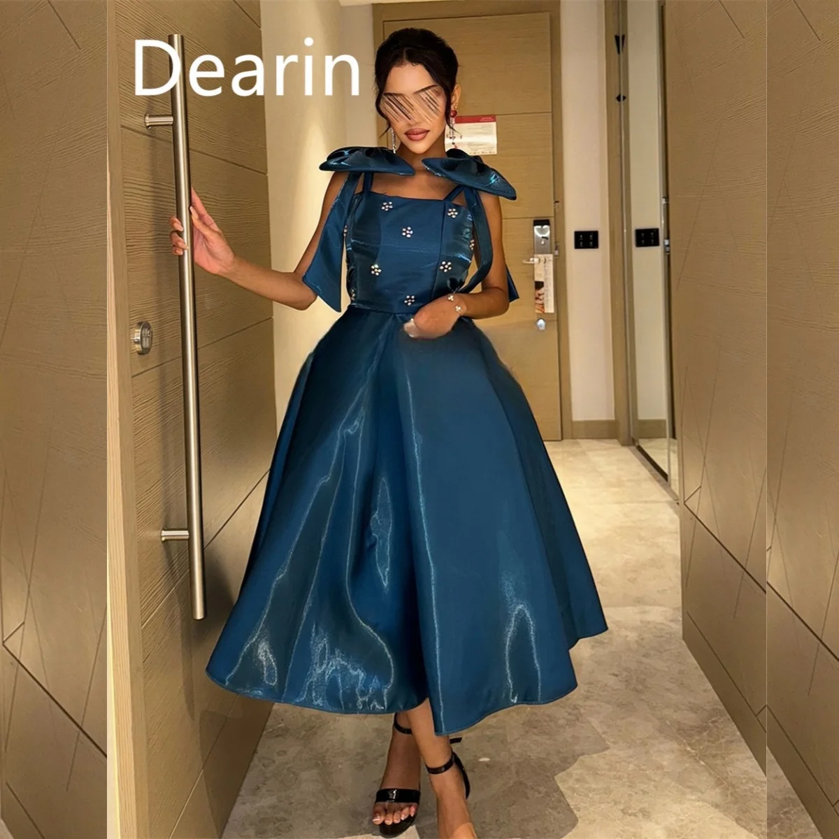 Formal Gown Dearin Shoulder Girdle A-line Ankle Length Skirts Bow Bespoke Occasion Dresses Evening Prom Dress Saudi Arabia