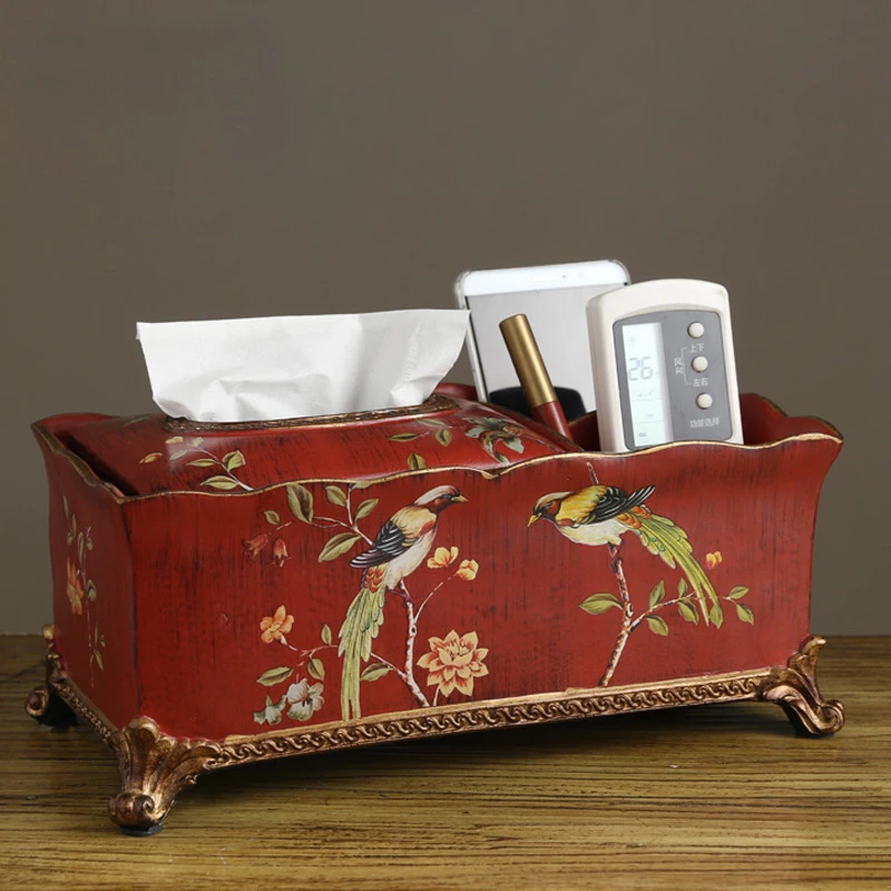 

European multi-functional tissue box decorations American light luxury home living room coffee table drawer remote control