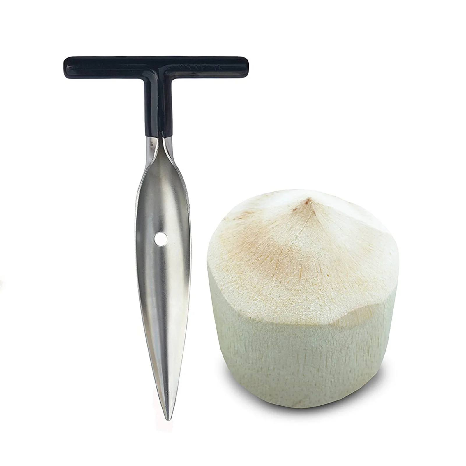 Coconut Opener for Fresh Green Young Coconut Water - Works With Peeled Thai Young White Coconuts