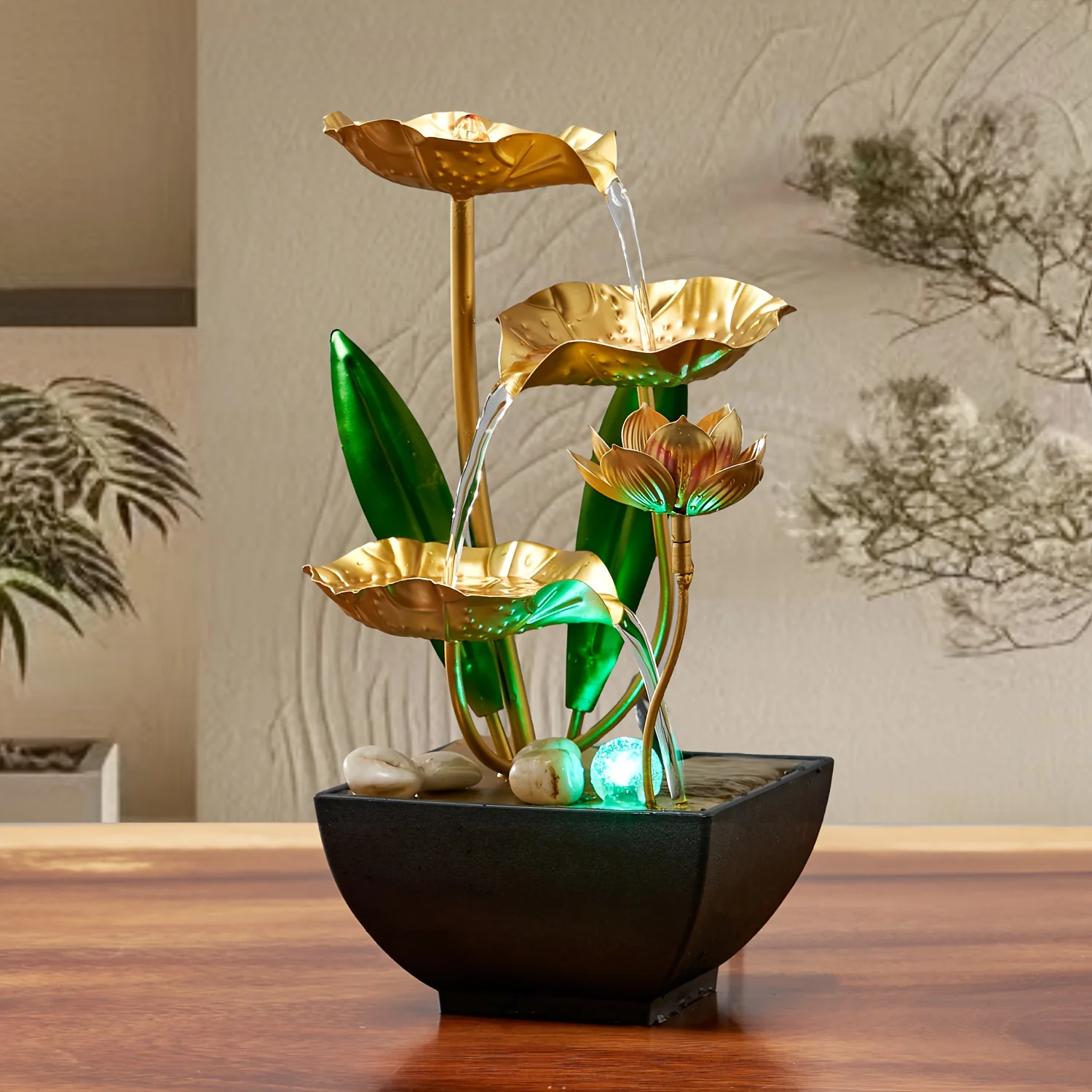 Small indoor fountain automatic circulation humidifier desktop decoration living room and bedroom relaxation crafts