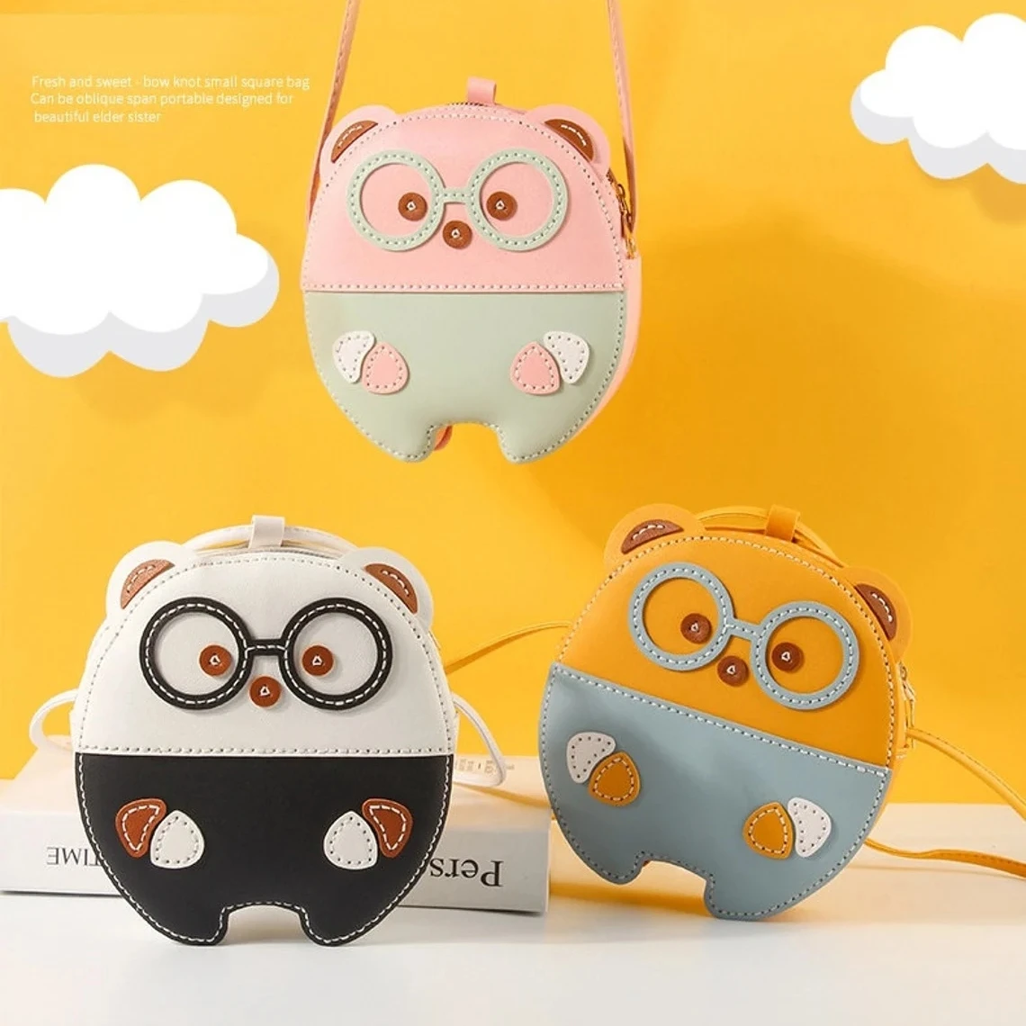 Cartoon DIY skórzana torba krowa zestaw dziewiarski, ręcznie szyty skórzany zestaw do szycia na portfel damski Kawaii Anime torebka i torebka