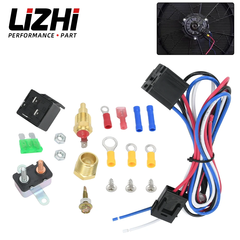 175-185 Degree Car Cooling Fan Thermostat Switch Car Fan Sensor Relay Harness Kit 12v Automotive Fan Car Accessories