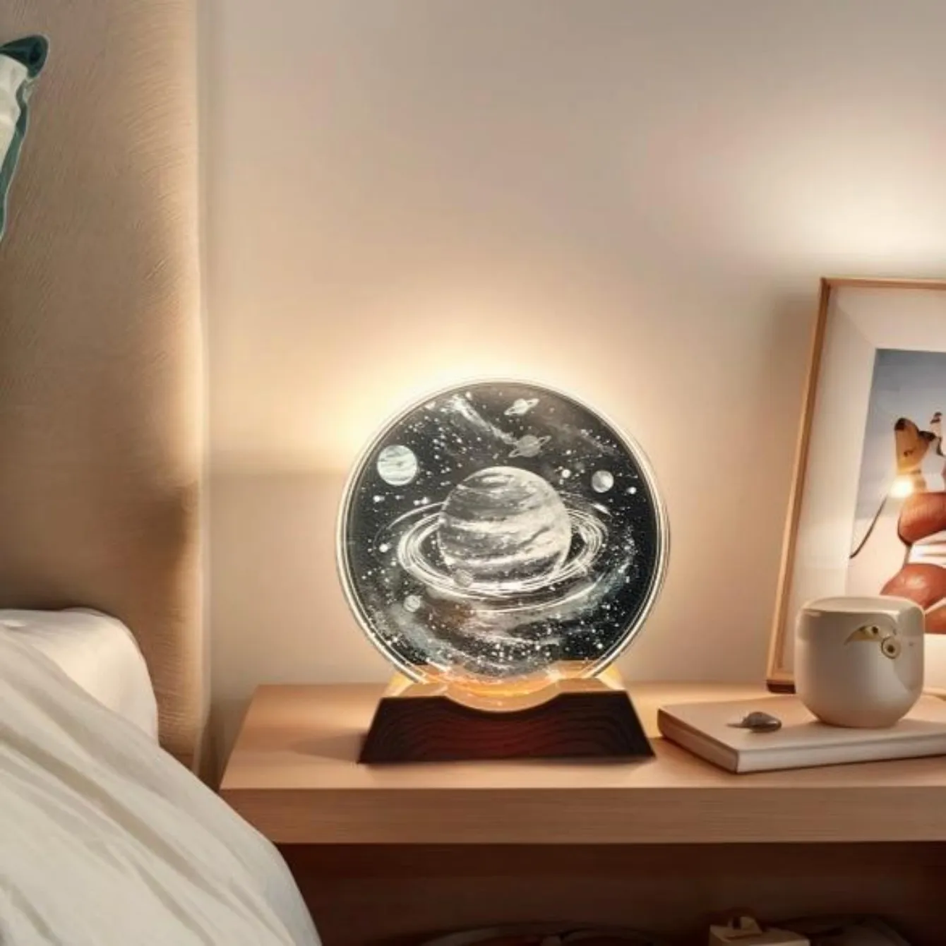 드림 유니버스 크리스탈 LED 야간 조명 스트립 베이스, 유리 장식 램프, 침실, 거실, 생일 및 달맞이 선물에 적합