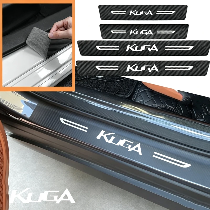 Carbon Fiber Car Stickers for Ford KUGA Badge  Auto Door Threshold Protective Strip Anti Scratch Waterproof Decal Accessories