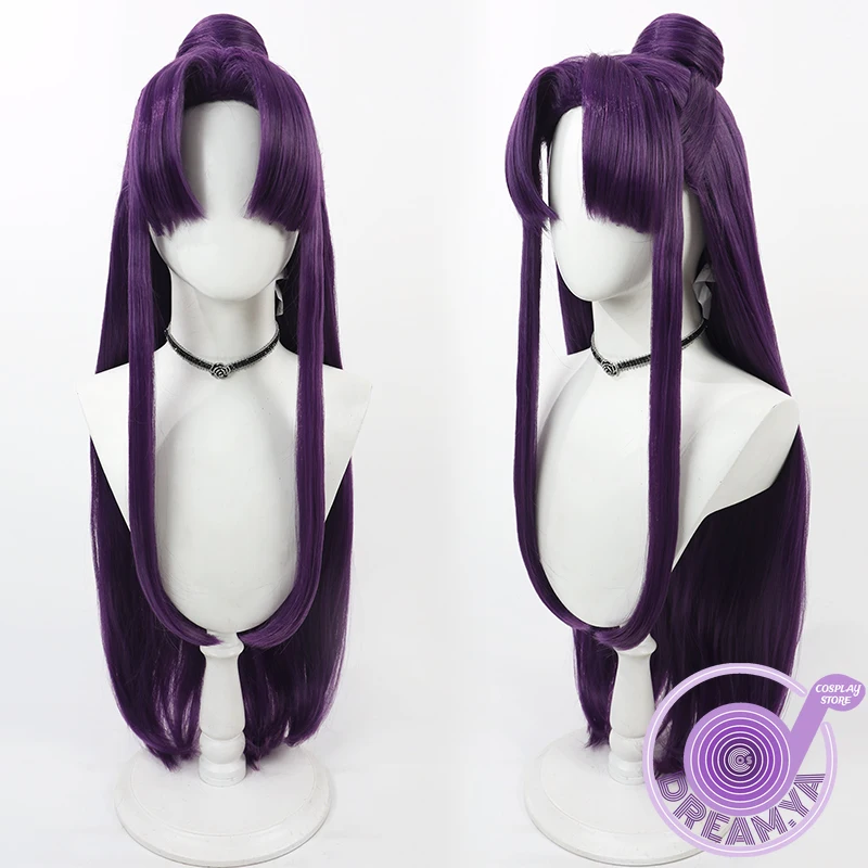 Jinshi Cosplay Wig The Apothecary Diaries Purple Bun 88cm Heat Resistant Synthetic Hair Halloween Role Play Party + Wig Cap