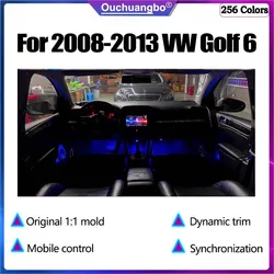 Ouchuangbo Atmosphere Lamp For VW golf 6 2008-2013 Dynamic Magic 256 Colors Mobile Control Saddle Trim Car Ambient LED Light