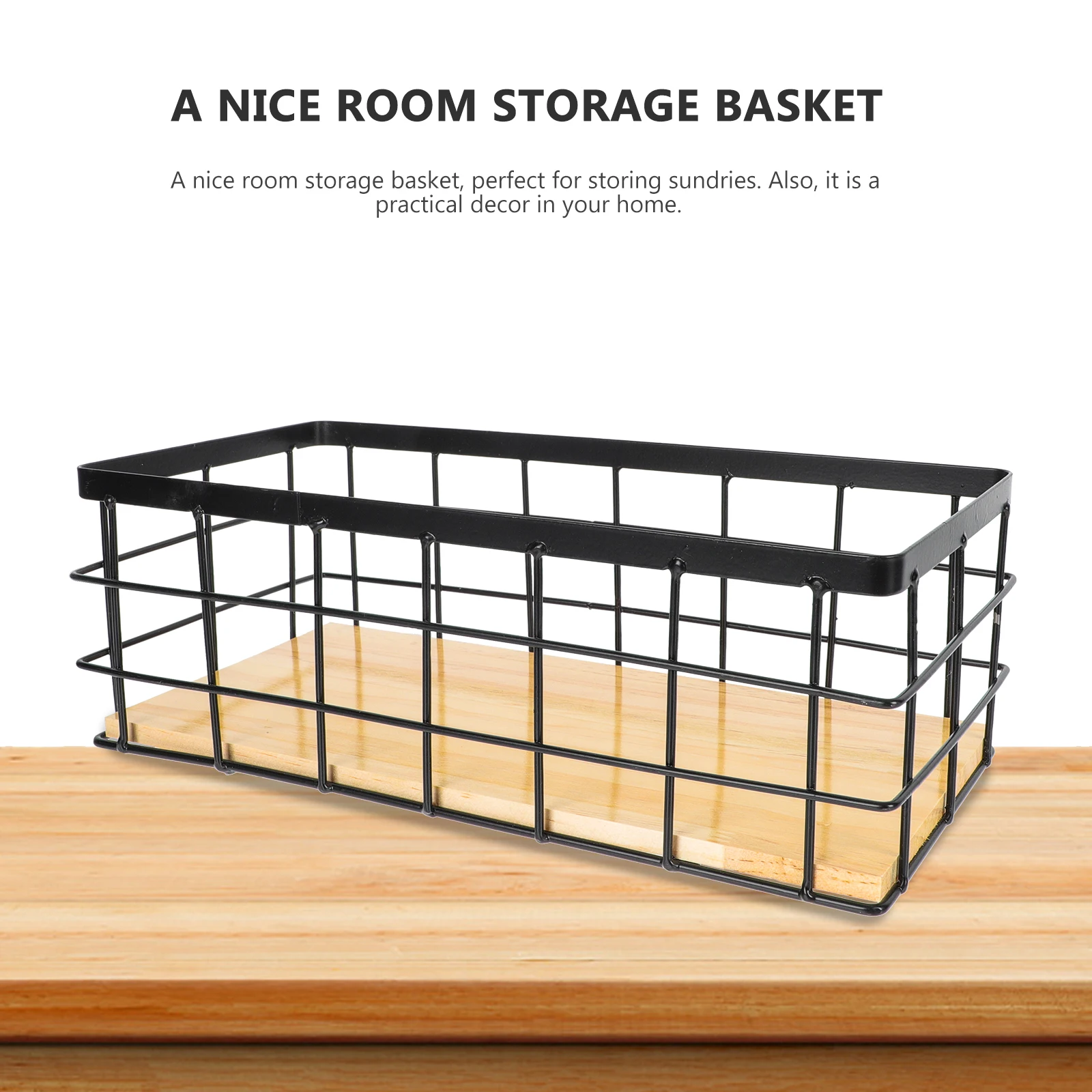 

Woven Baskets for Storage Wrought Iron Desktop Rack Household Black Board Organizing