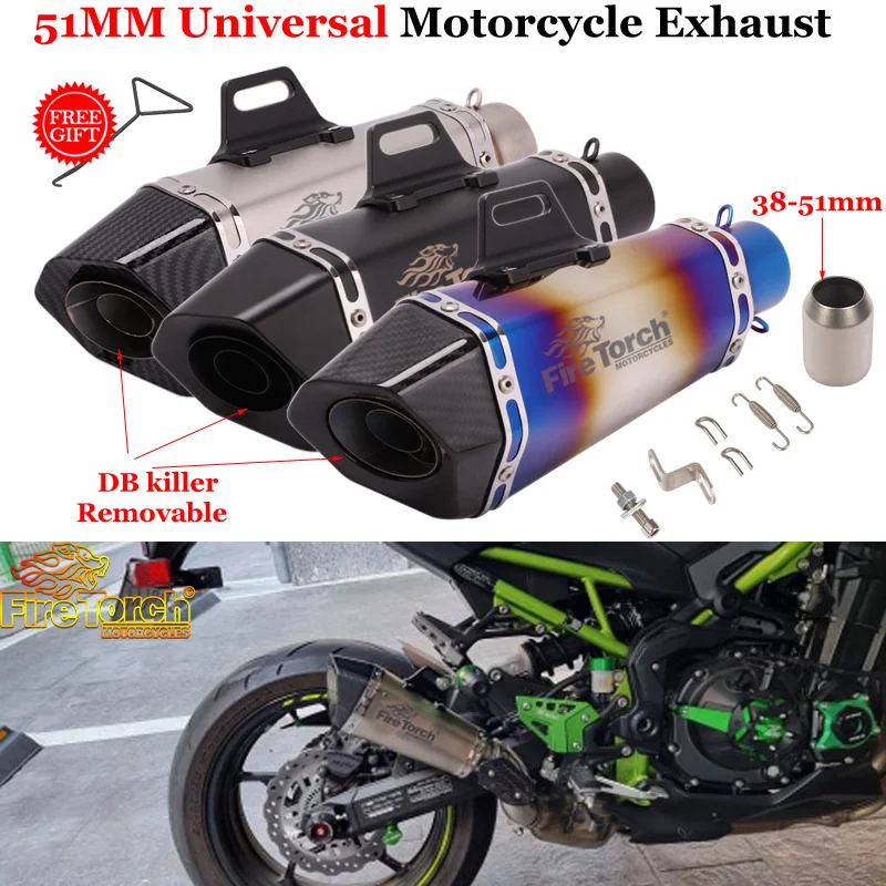 

Universal 36-51mm Motorcycle Exhaust With DB Killer Muffler Moto For DUKE390 R25 Z900 GSXR1000 SV650 R6 R3 R1 ZX6R MT07 CBR500