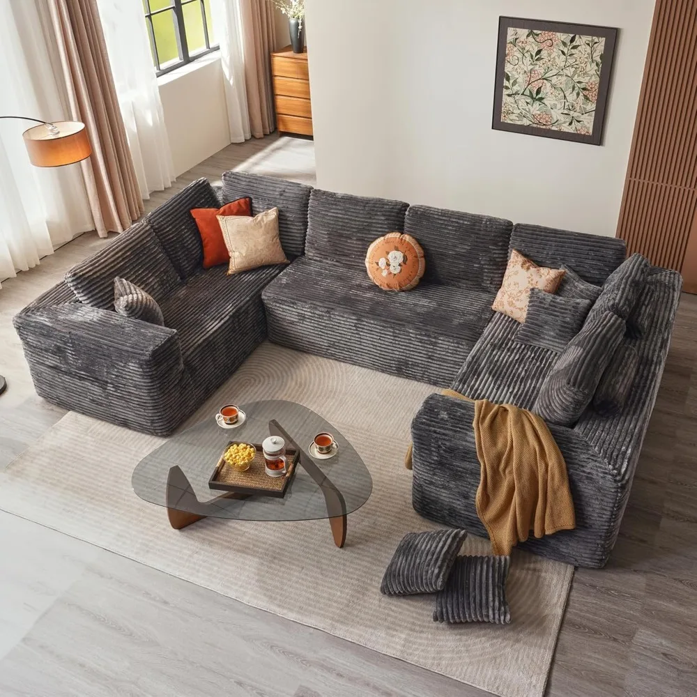 U Shaped Cloud Sectional Couch Oversized Modular Sectional Sofa Couches for Living Room,Deep Seat Lounge Couch with Comfy Chaise