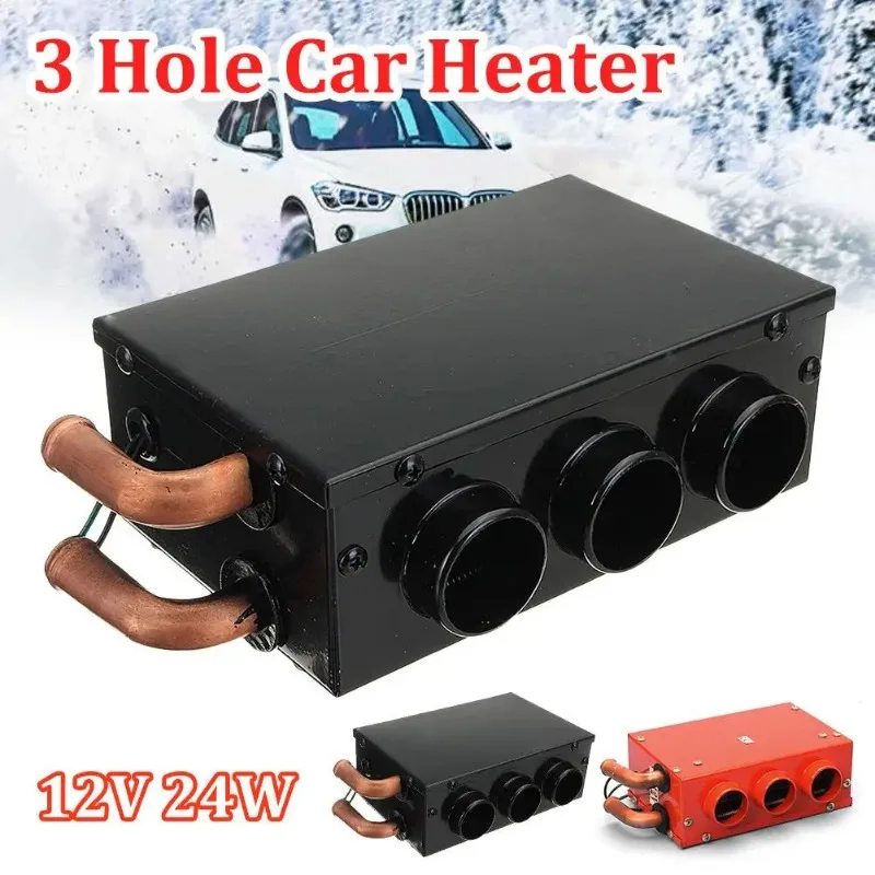 12V/24V 3 Hole Heating Fan 24W Truck Car Heater Low Noise Winter Warm Dryer Glass Defroster Window Heater Interior Accessories