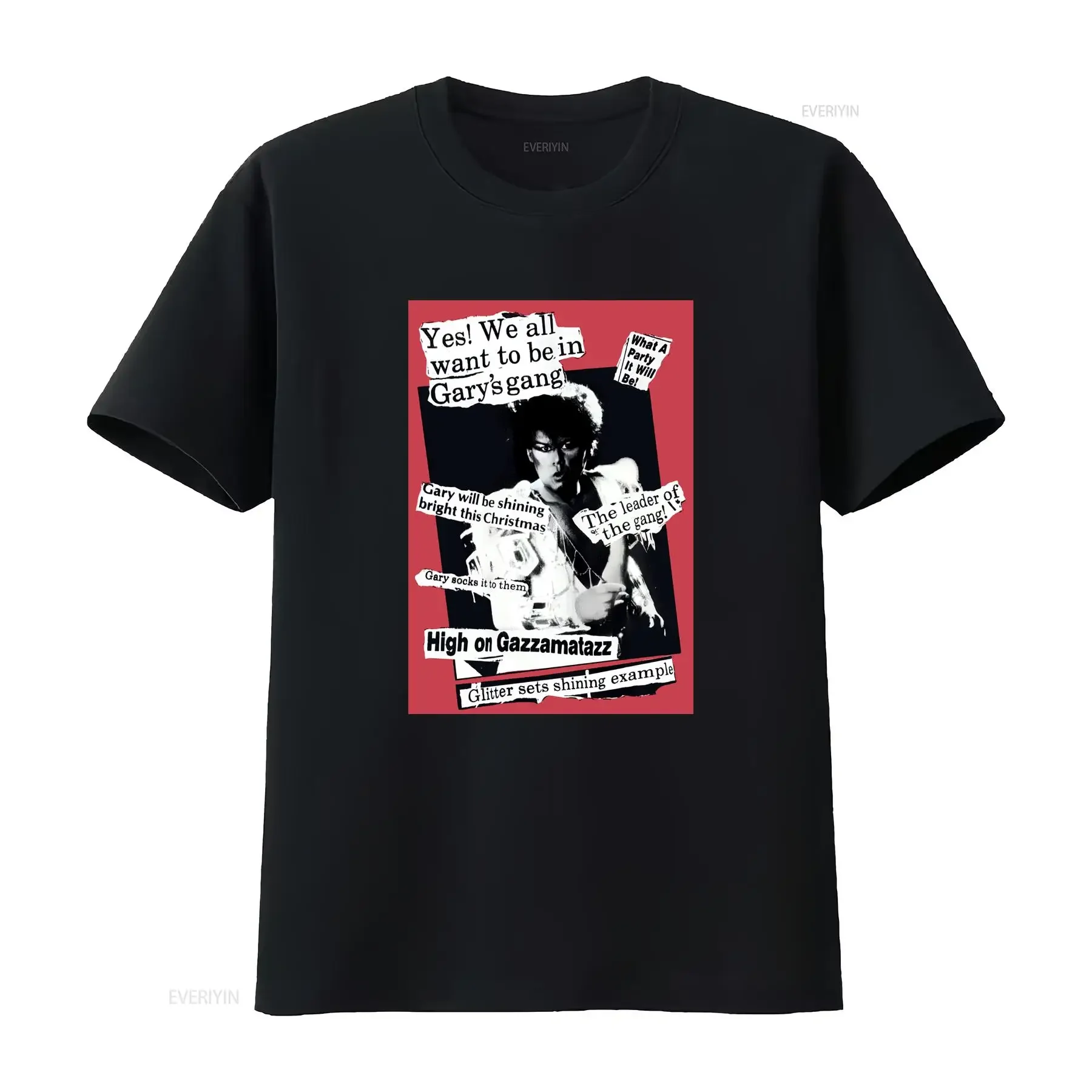 1989 Vintage Double Sided Gary Glitter Glam Rock Tour T Shirt with 'Yes We all want to be in Gary's gang' Print Large Size