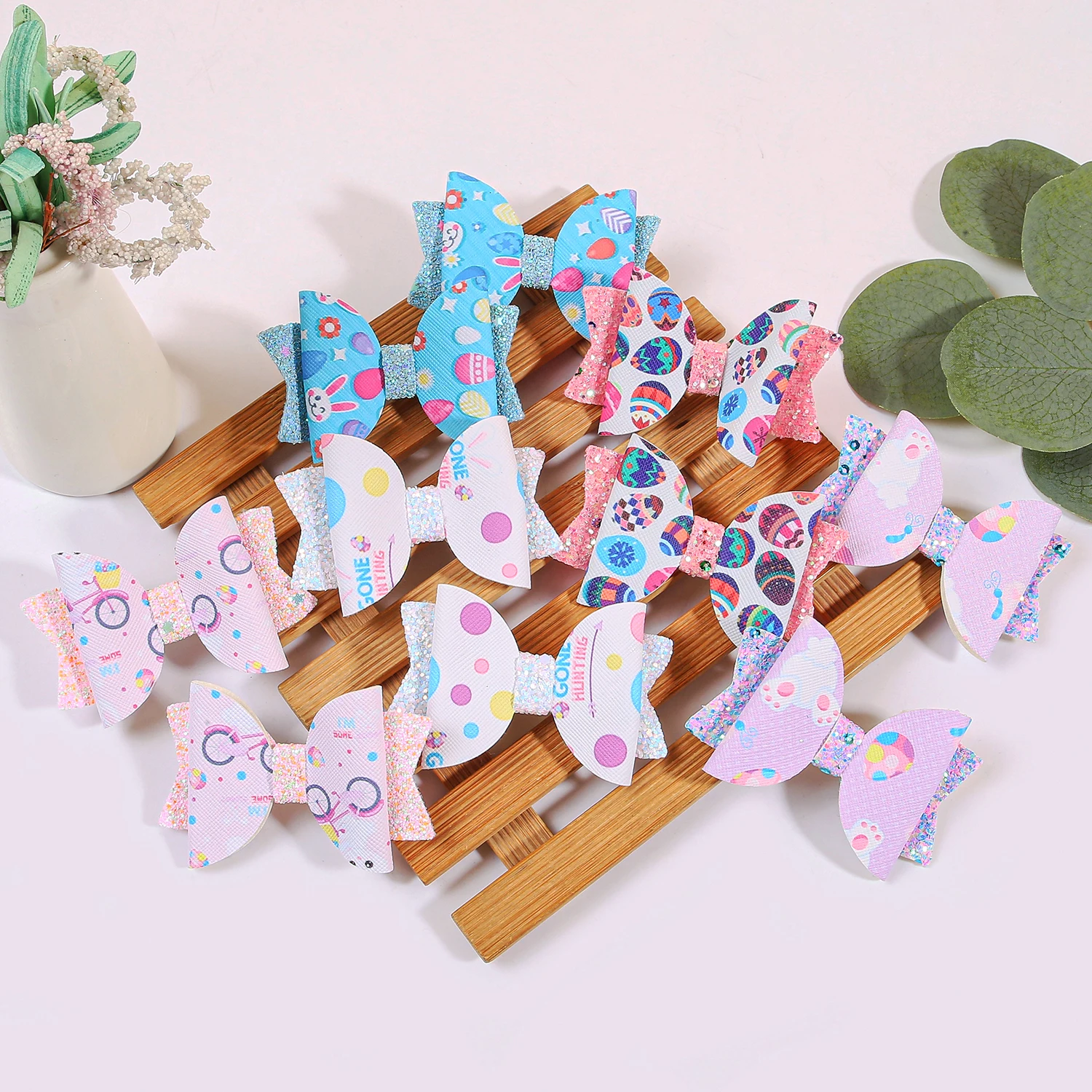 2/10pcs 소녀 머리 활 헤어 클립 아이 토끼 머리 활 바레트 클립 부활절 날 파티 헤어 액세서리 파티