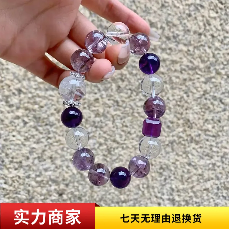 

New Product Live Nine Purple Fire Natural Amethyst Bracelet Chinese Style Little Red Duo Bao Handmade Women s Lucky Hand String