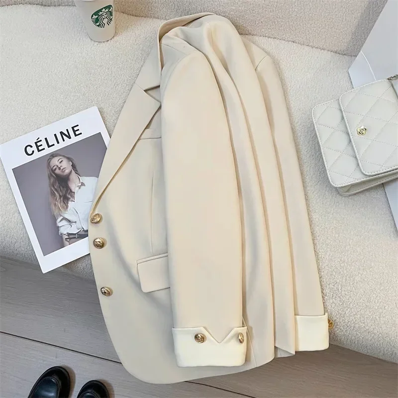 Blazer Woman Korean Fashion Spring Autumn New Solid Color Suit Jacket Leisure Temperament Senior Sense of Ladies Suit Streetwear