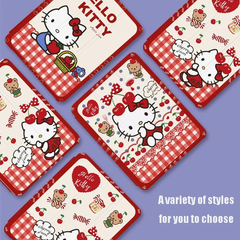 

Kawaii Sanrio Hello Kitty Three Fold IPad Case Transparent Cover with Pen Slot for IPad Pro 11 Inch Air 1 2 3 4 5 Mini 4 5 6