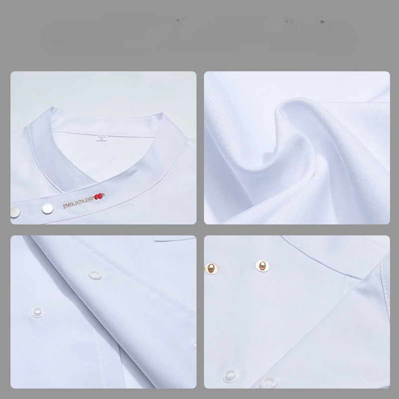 通気性のある半袖シェフユニフォーム男性用ホテルレストランベーキングウェイタージャケットエプロン