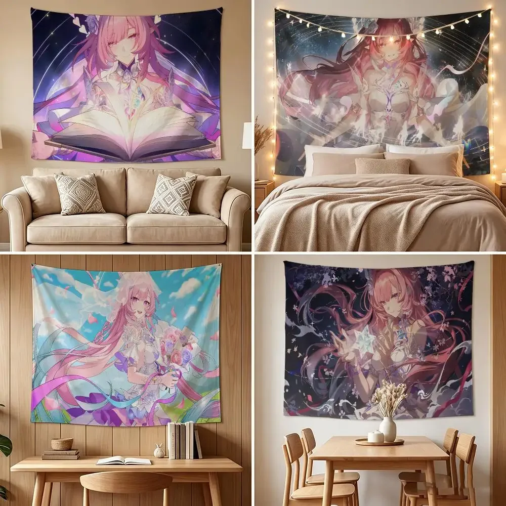Video Game H-Honkai Star Rail Cyrene Tapestry Custom Living Bedroom Party Dormitory Interior Wall Decoration Attached Clip