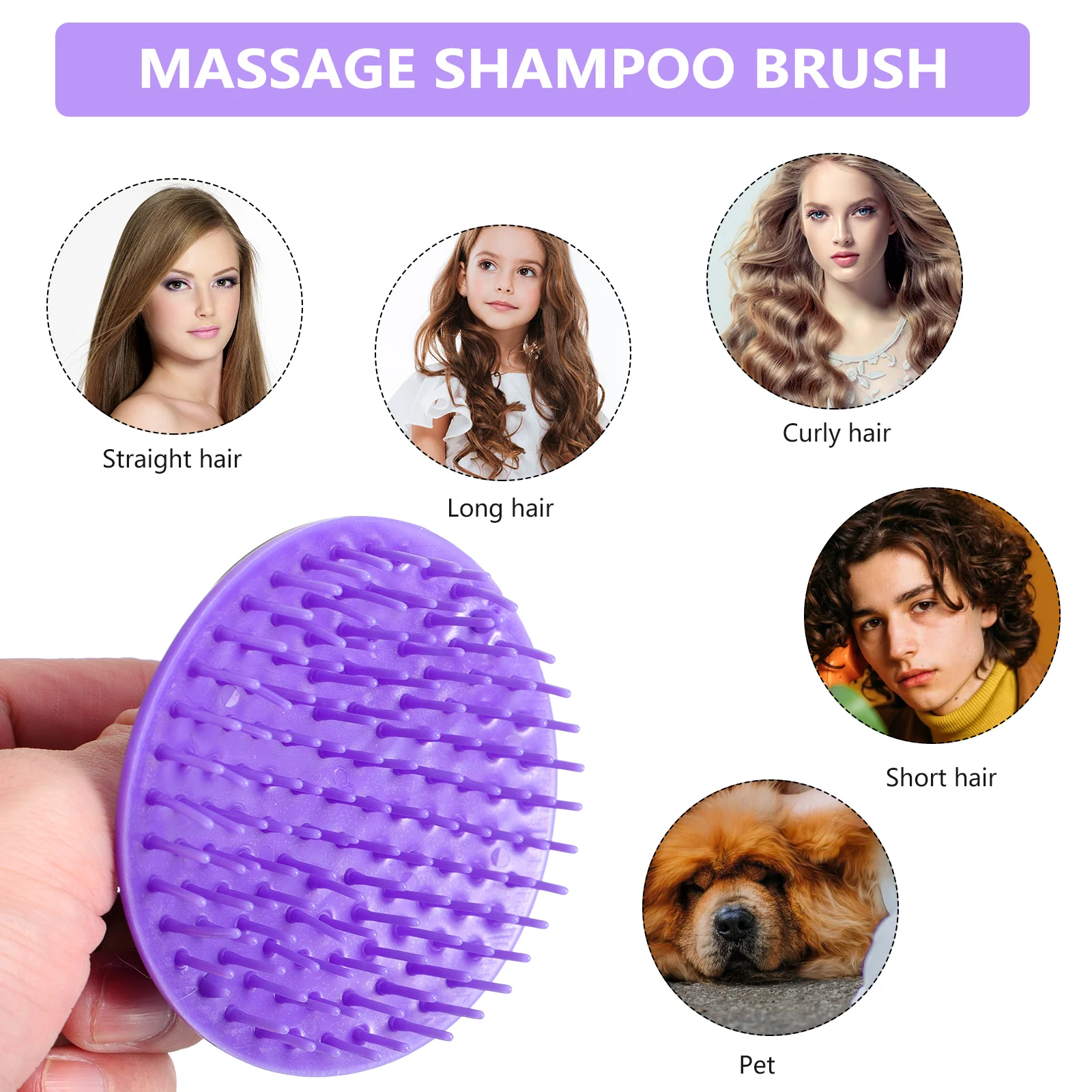 6 Pcs Shampoo Brush Massage Hair Scalp Massager Hand Wash Washing Comb Head Plastic Cleansing