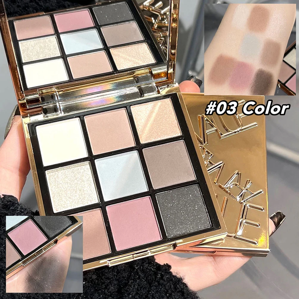 لوحة ظلال عيون مكونة من تسعة ألوان زبدة برتقالية وبنية لؤلؤية غير لامعة ظلال عيون لامعة مكياج عيون يدوم طويلاً