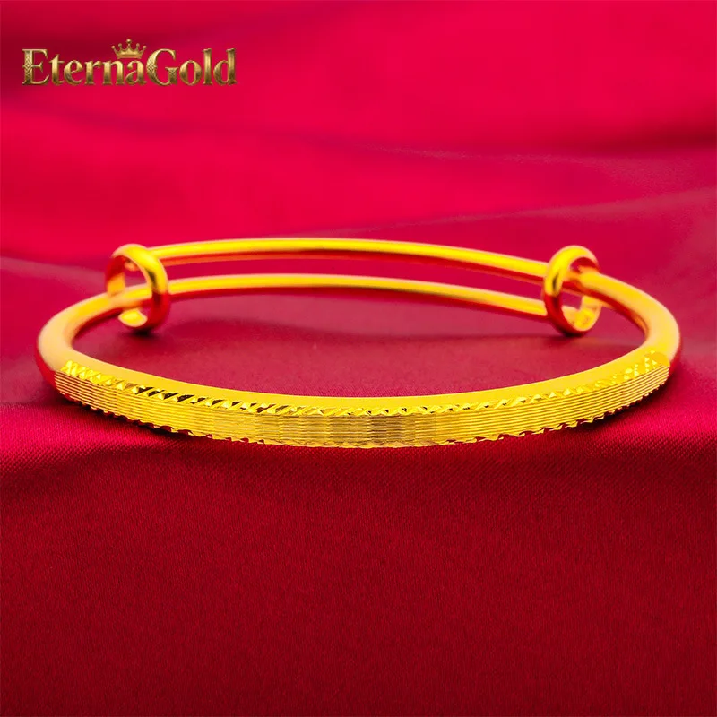 

EternaGold 24K gold bracelet AU999 push-pull design of full gold, mirror polished wide surface, luxurious and elegant, everyday