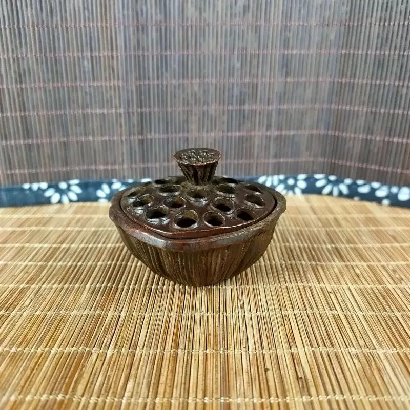 

Chinese Antique Bronze Lotus Incense Burner Statue Aromatherapy Decoration