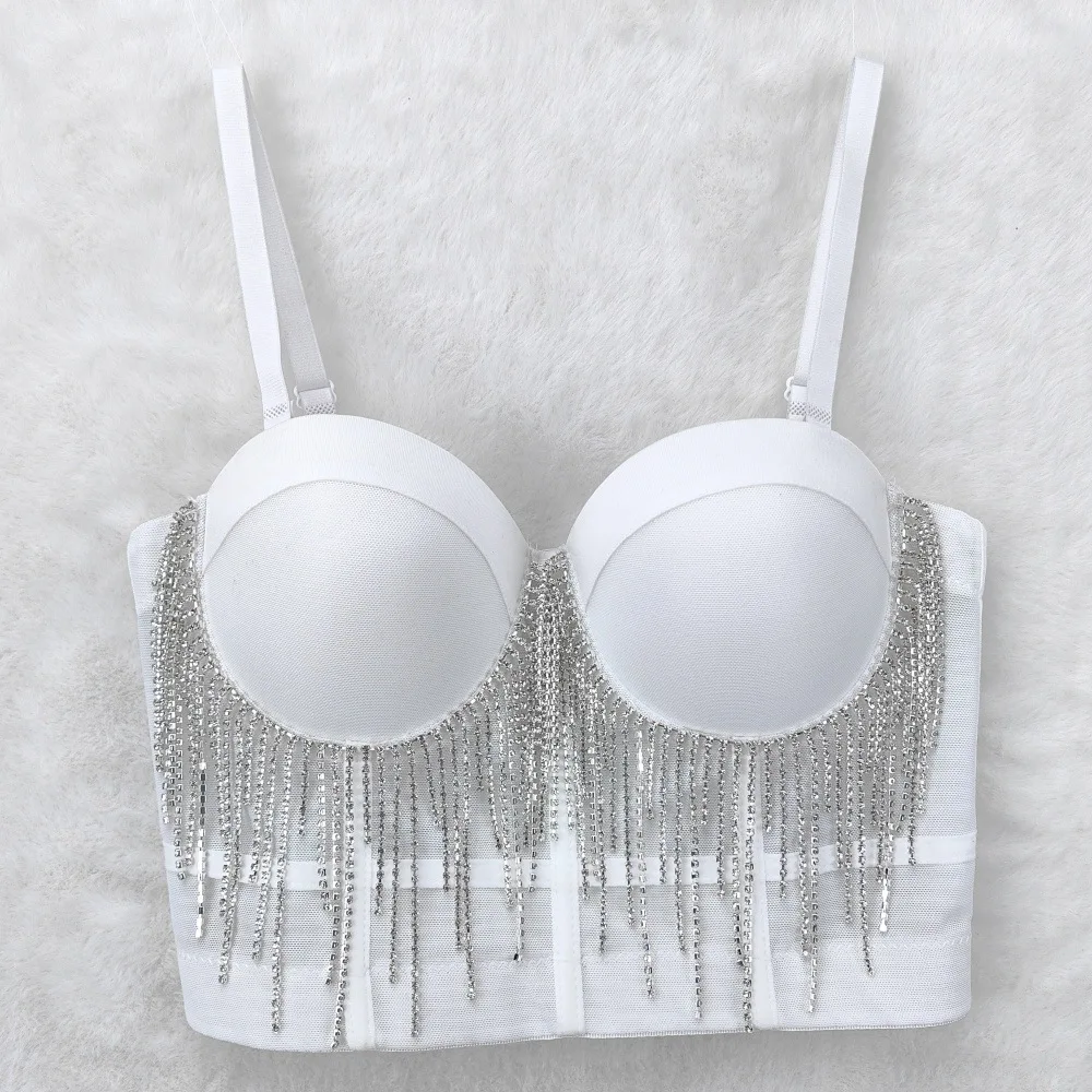 

Nightclub Sexy European and American Strap Landscape Tassel Chain Vest Design Sense Niche Underwear One-Piece Hot Girl Top Tube