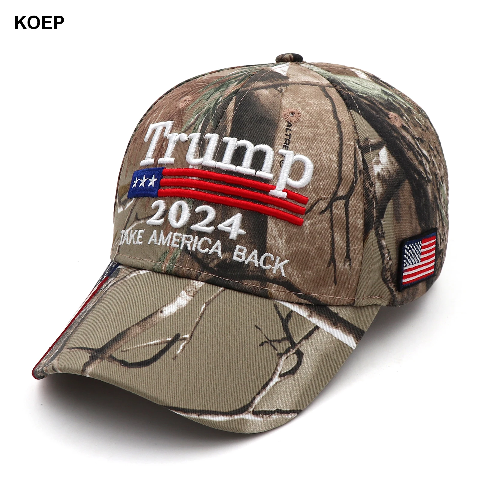 KOEP New Donald Trump 2024 CAMO USA Flag Baseball Caps Snapback President Hat 3D Embroidery Wholesale Drop Shipping Hats T1