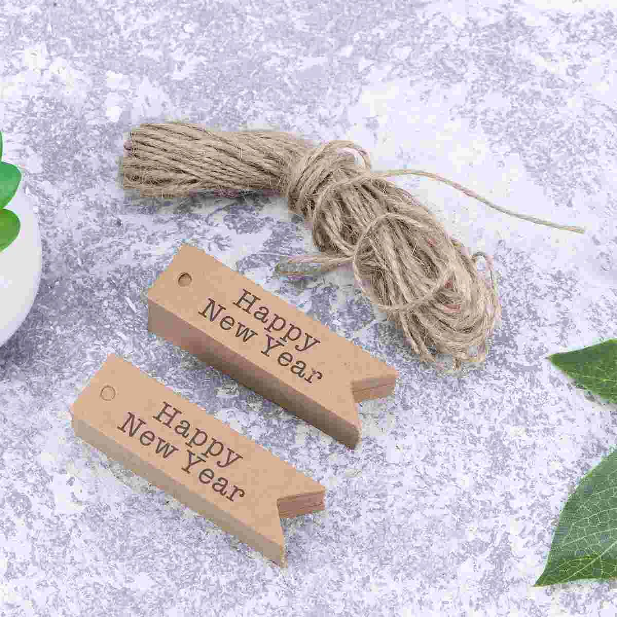 100 Pcs Gifts for Stocking Stuffers Kraft Paper Tag Hanging New Year Rope Beautiful