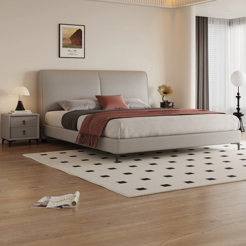 

Modern Luxury Leather Modern Bed Queen Simple Modern Queen Bed Bedroom Furniture Storage Upholstered Bed