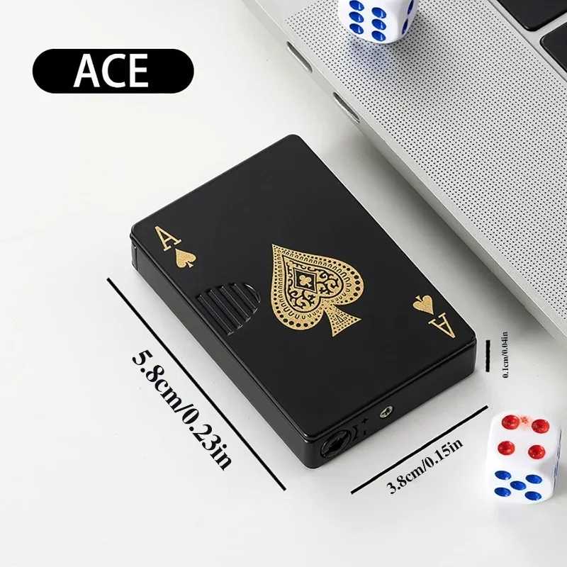 Metal Poker Card Shaped Lighter with Cash Detector Light Windproof Decompression Portable Turbine Torch Lighter for Men's Gift view 6