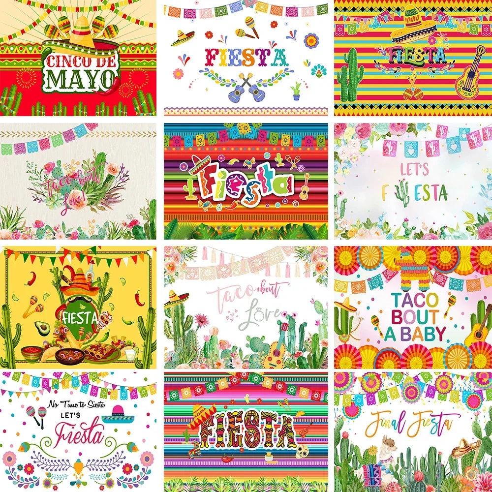 Mexico Fiesta Themed Birthday Party Background Banner Cactus Flower Decorative Backdrop Taco Bout Baby Shower Glitter Photobooth