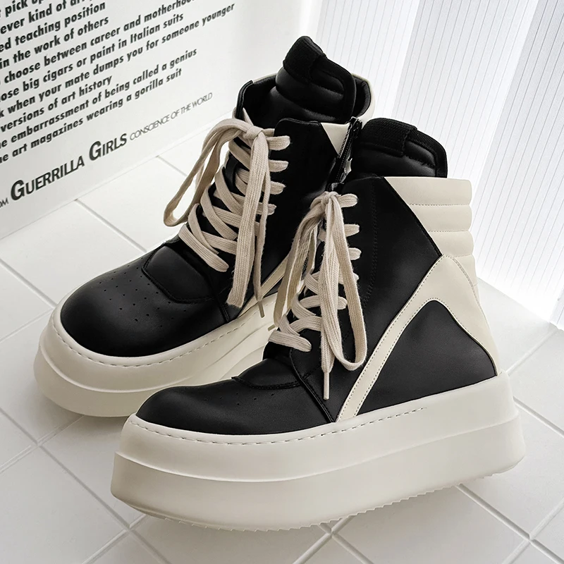 أحذية عالية الجودة بنعل مكتنز للجنسين - أحذية شتوية للزوجين باللونين الأبيض والأسود