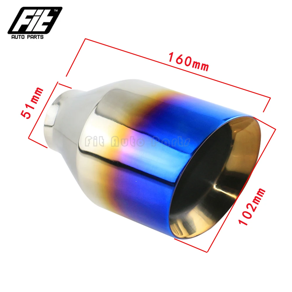 

1 PCS Car Exhaust End Tip Universal Stainless Steel Auto Muffler Tail Pipe 51mm 60mm Inlet 102mm Outlet