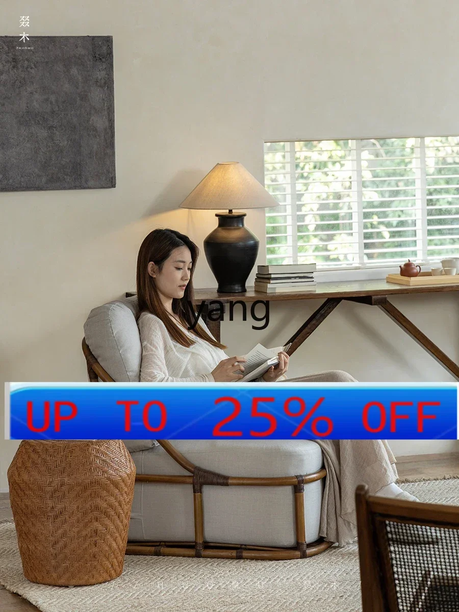 

LMM ротанг искусство натуральный ретро стиль натуральный растительный настоящий ротанг гостиная балкон диван для отдыха одиночный стул