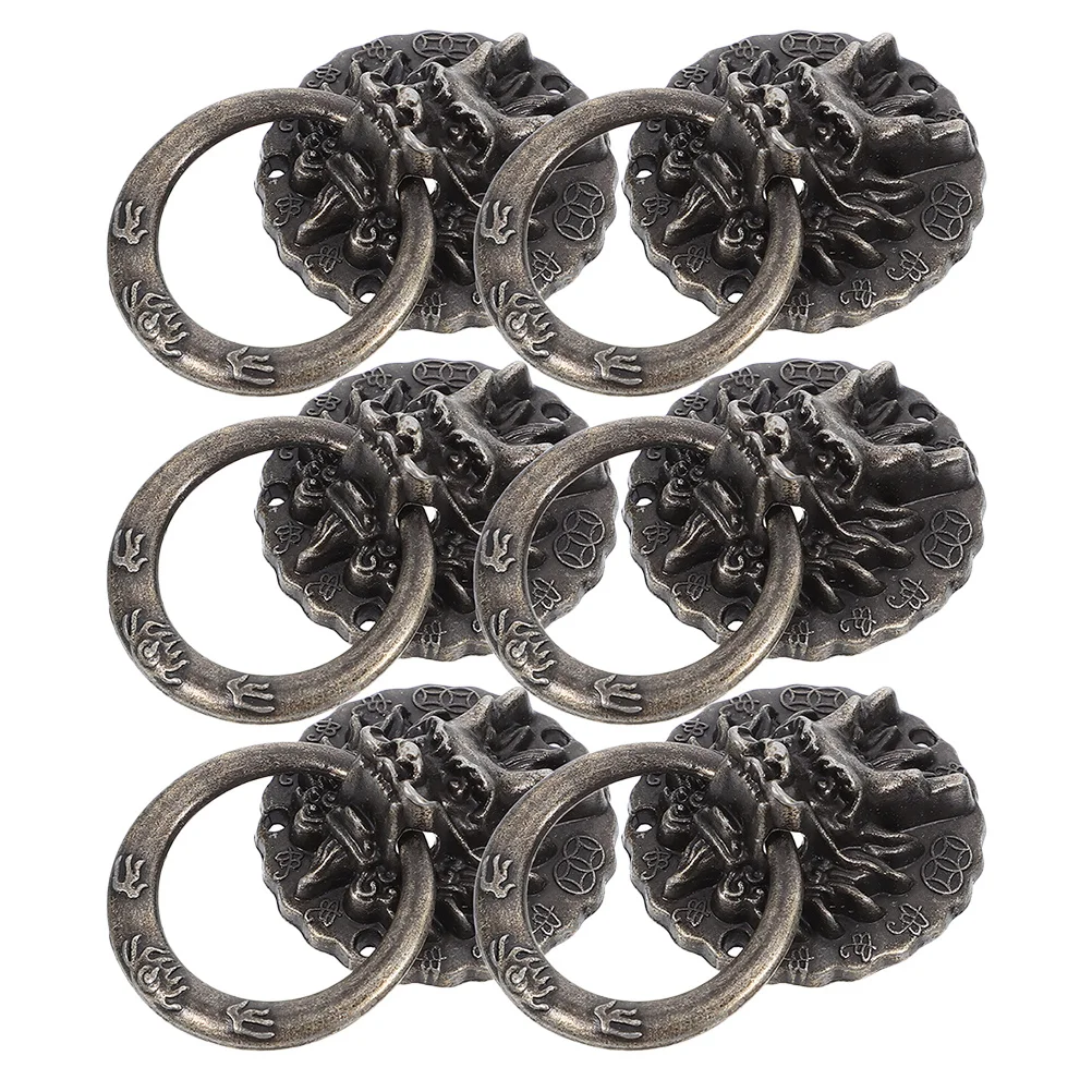 

6Pcs Vintage Alloy Drawer Pulls Retro Bronze Classic Handles for Dressers Wardrobes Cabinets Furniture Pull Handles