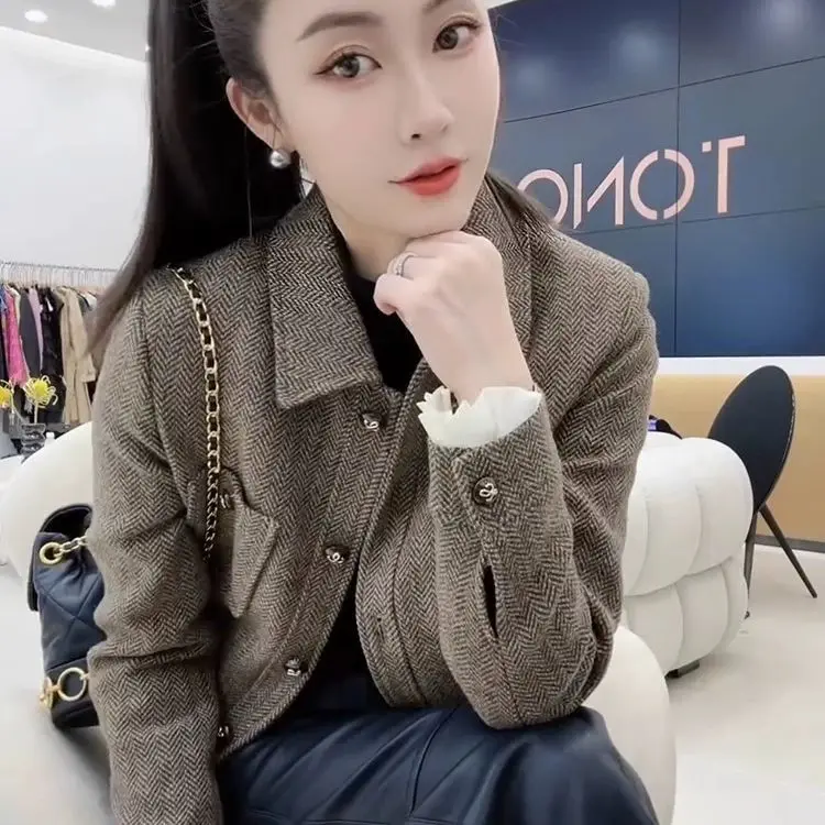 

Шерстяное пальто, женский осенне-зимний новый темпераментный короткий пиджак, топ