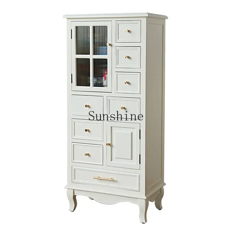 

American Country Solid Wood Modern Simple Bedside Cabinet Cream Wind Drawer Cabinet