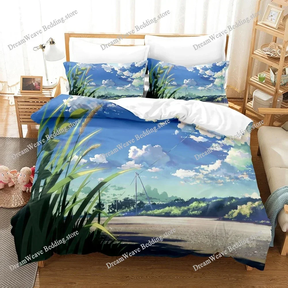 Japan 3D Anime 5 Centimeters Per Second Bedding Sets Duvet Cover Set with Pillowcase Twin Full Queen King Bedclothes Bed Linen96