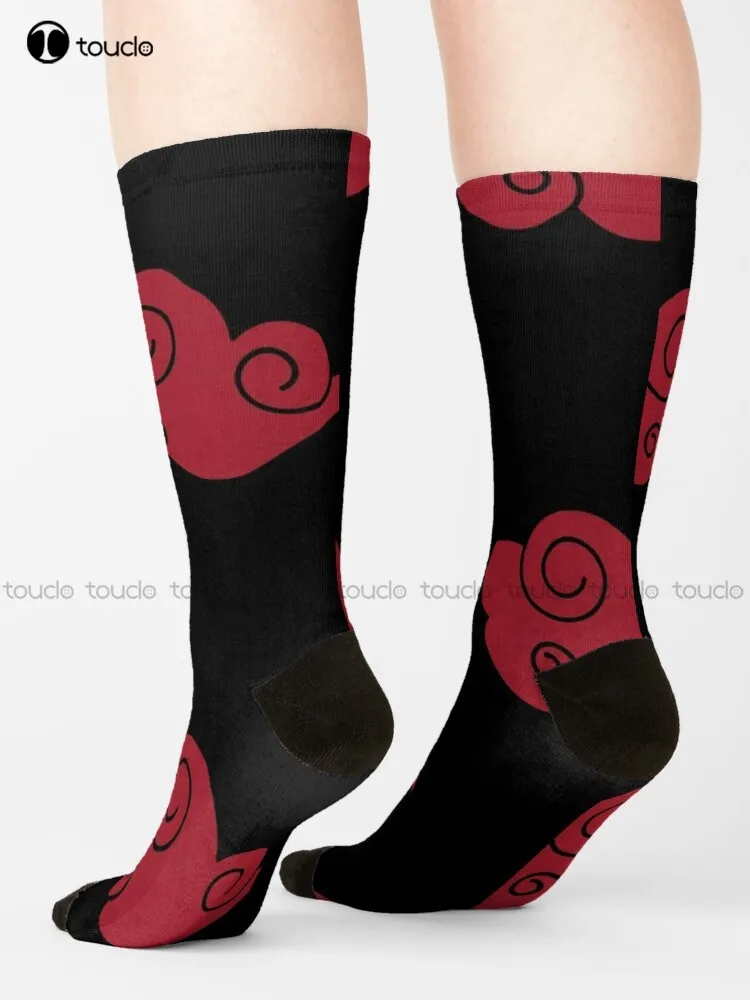 Red Japanese Cloud Akatsuki Red Cloud Japanese Anime Socks Socks For Girls 360° Digital Print Unisex Adult Teen Youth Socks Gift