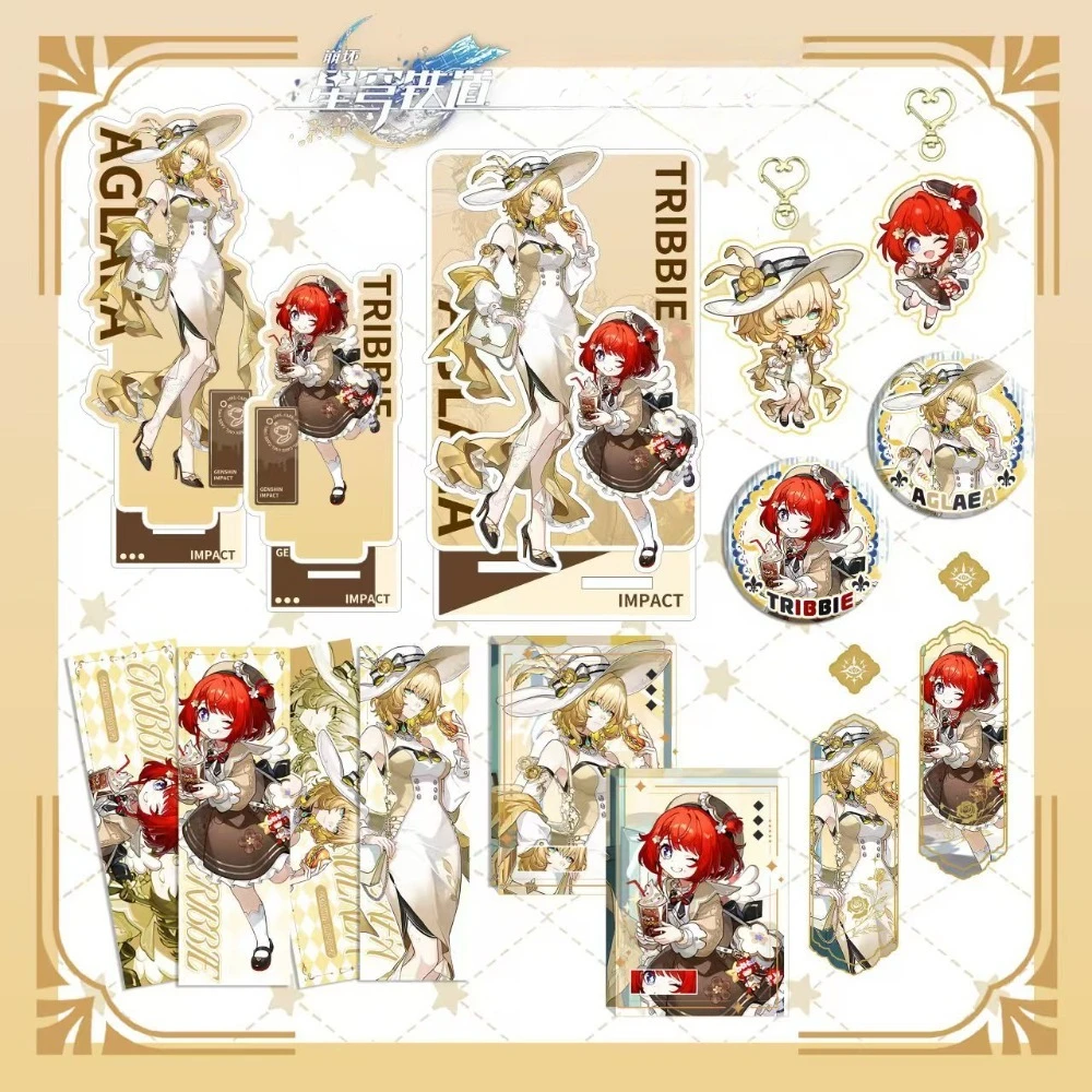 Game Honkai：Star Rail Aglaea Tribios Keychain Standing Model Plate Sign Bag Pendant Jewelry Accessory Gift Decoration Ornament