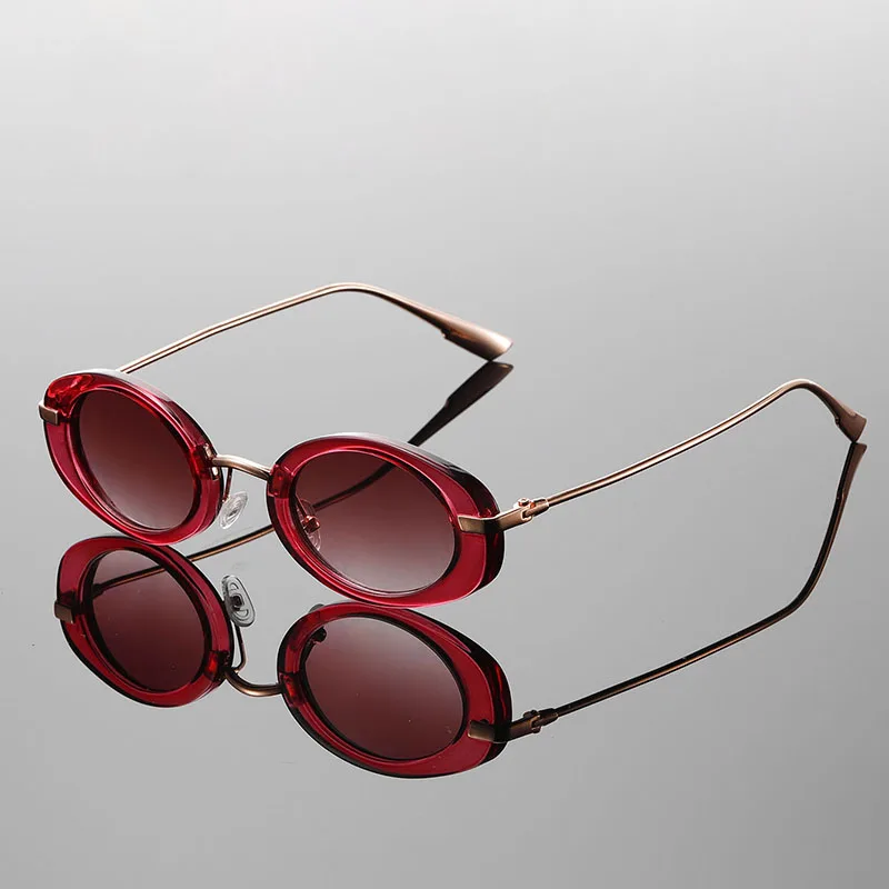 KAMMPT Modne Retro Metalowe Okrągłe Odcienie Damskie Stylowe Okulary Przeciwsłoneczne Anty UV Wielokolorowe Wakacyjne Okulary Plażowe — zdjęcie 3
