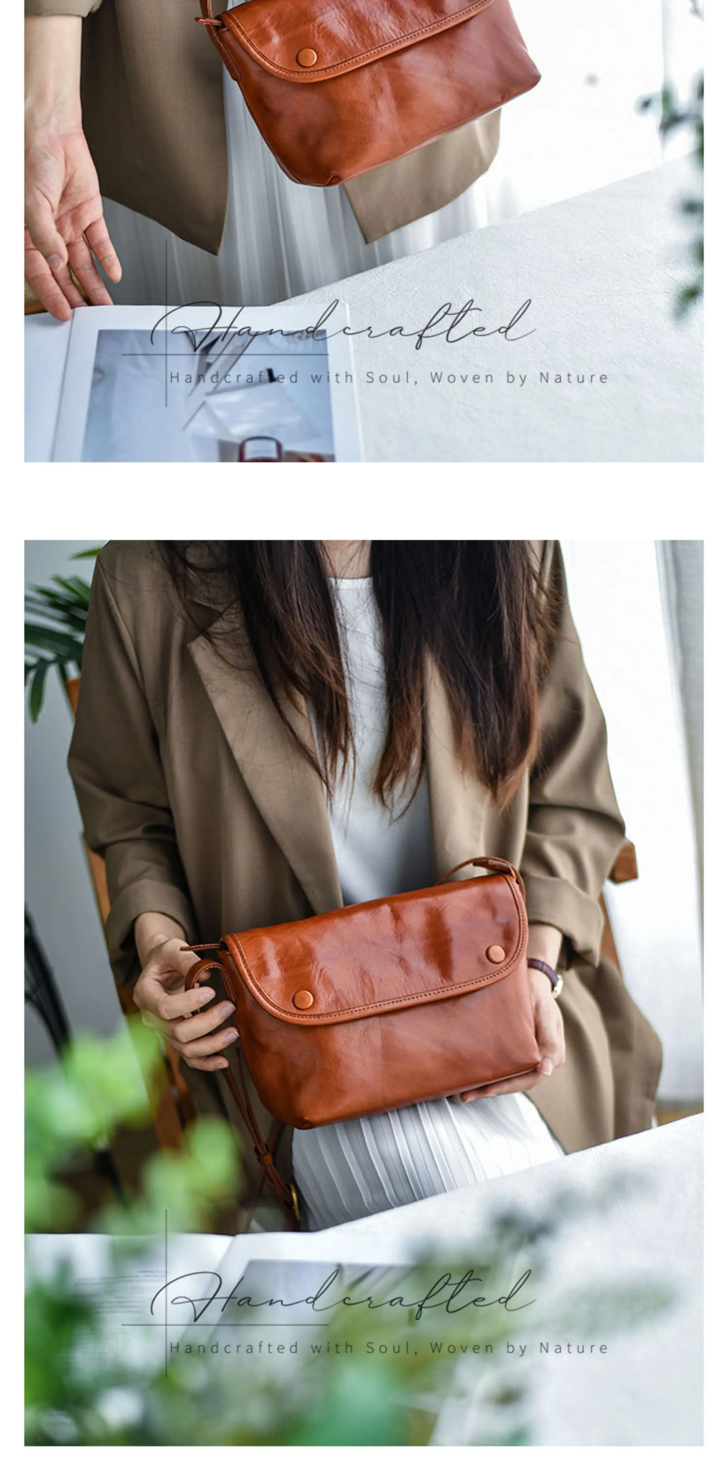 PNDME lässige Vintage-Umhängetasche aus pflanzlich gegerbtem Rindsleder für Damen, Outdoor, Alltag, Reisen, handgefertigte Umhängetasche aus echtem Leder – Detail 3
