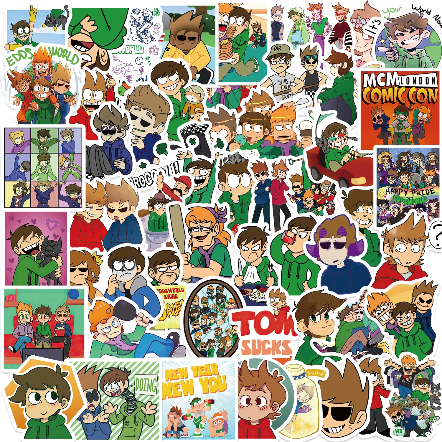 52pcs Eddsworld Cartoon Cute Stickers Vinyl Waterproof Decals For Laptop Luggage Skateboard DIY Kids Toys Sticker