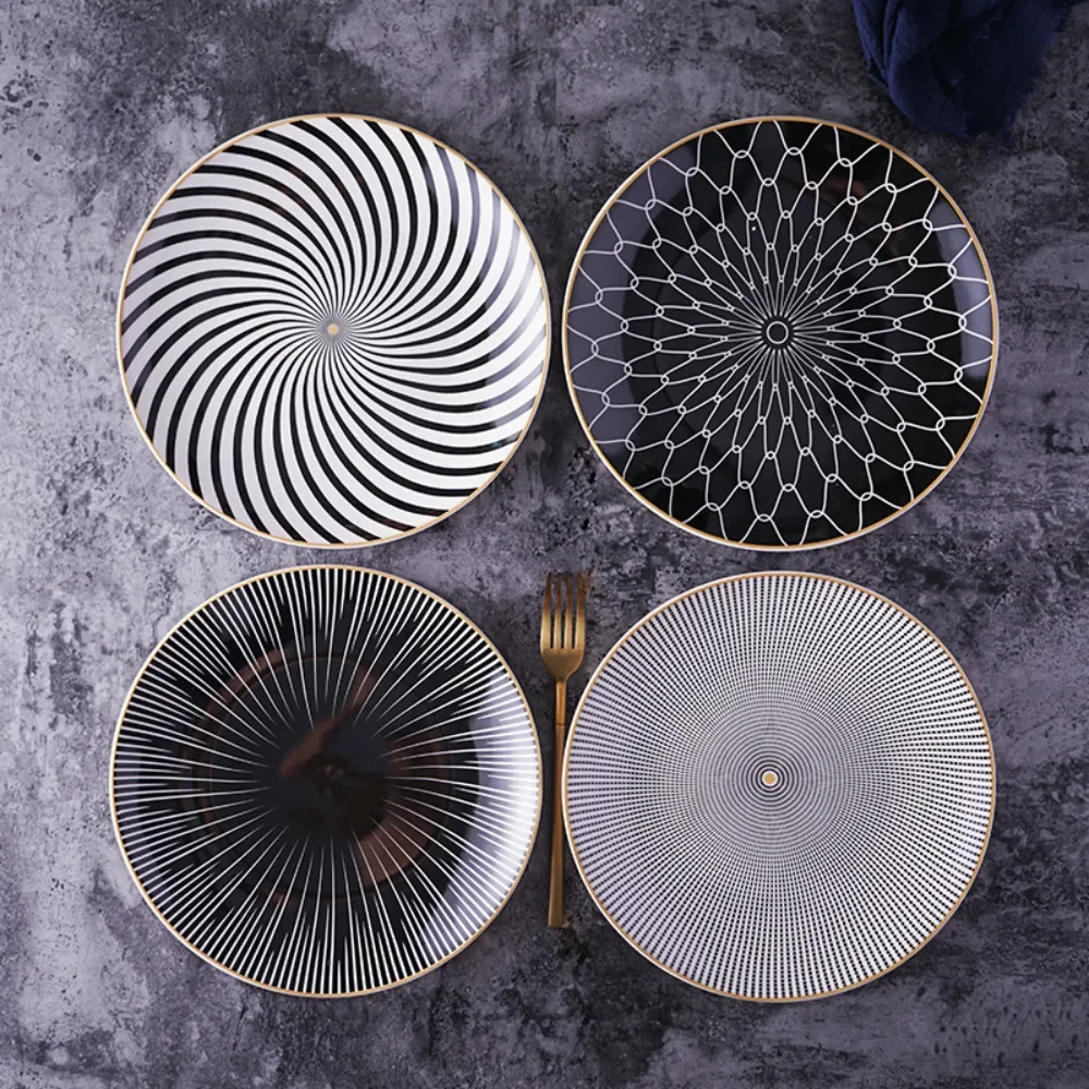 Nordic New 8 Or 10 Inch Main Course Plates Geometry Tableware Dinner Dish Porcelain Dessert Dinnerware Set Cake Ceramica Salver