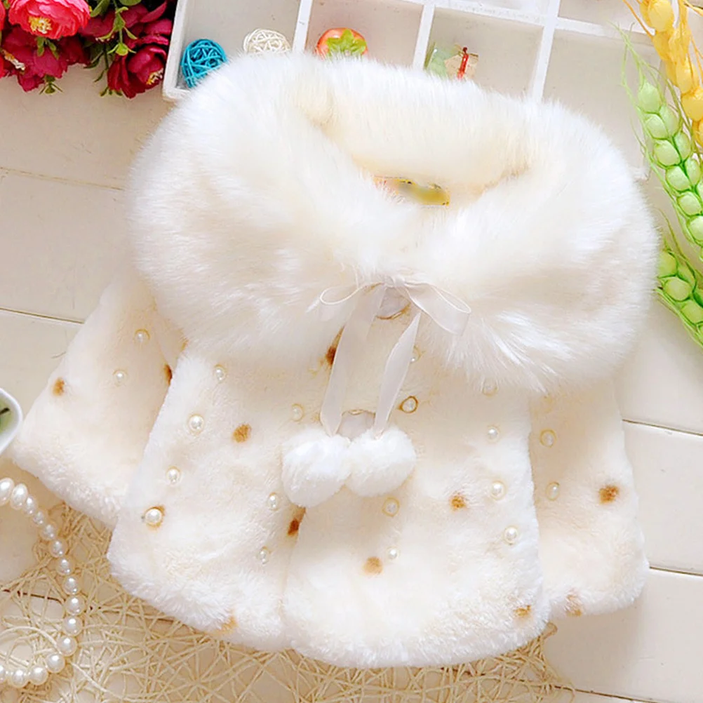 

Baby Cape Coat Warm Collar Cotton Winter Outwear For Girls 1-3 Years Thickened Lightweight Children Coats Pom Pom Design