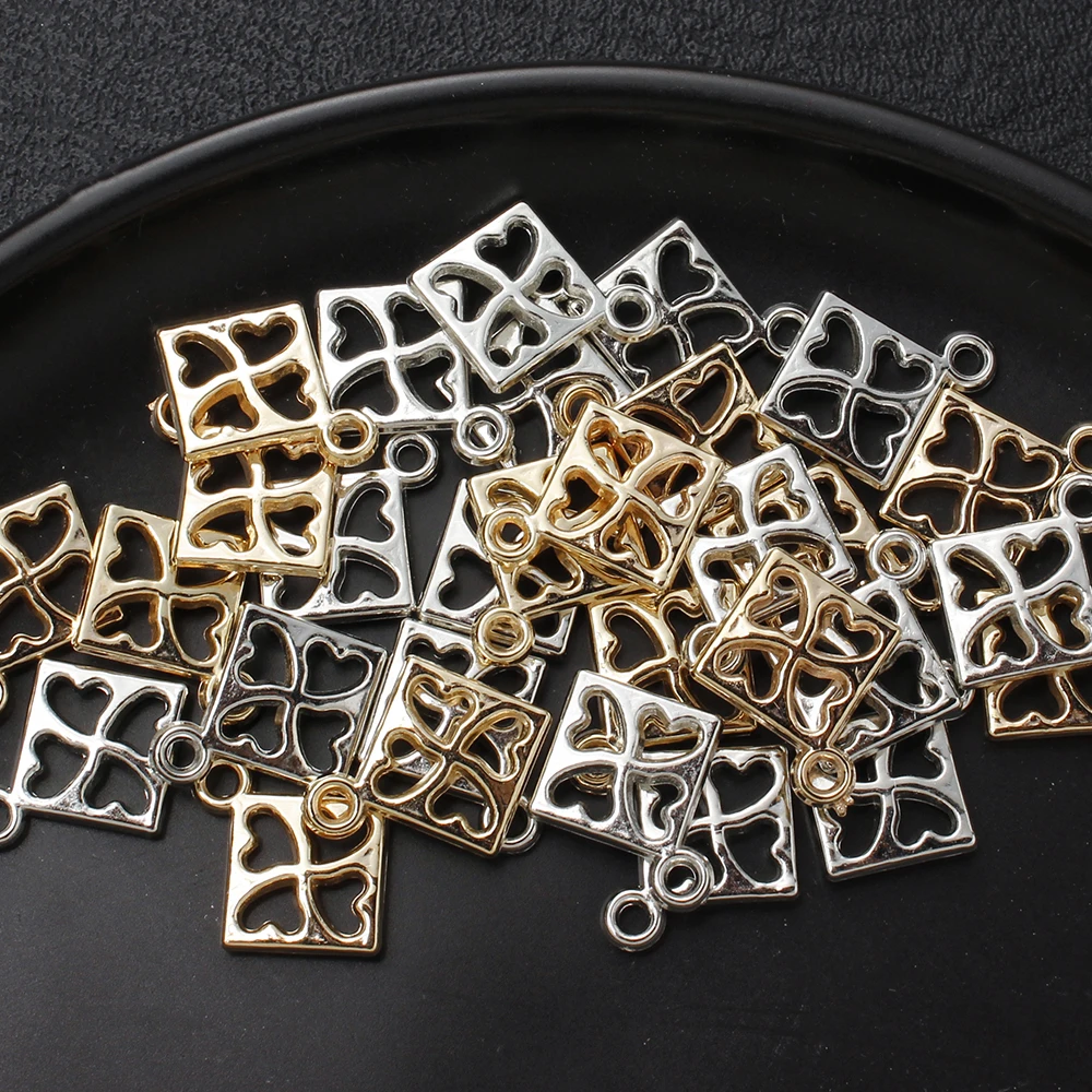 100Pcs Plastic CCB Animal Pendant 14x15mm Charms Square Skeleton Pendant DIY Bracelet Keychain Necklace Earrings Jewelry Making