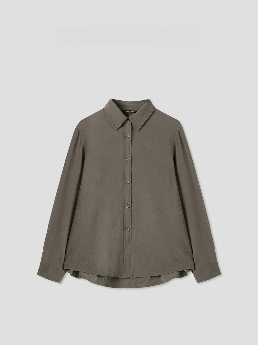 

Romi Studio l Silk Texture Loose irt Wrinkles Road Feelings Silk Women's Premium Faion Blouse