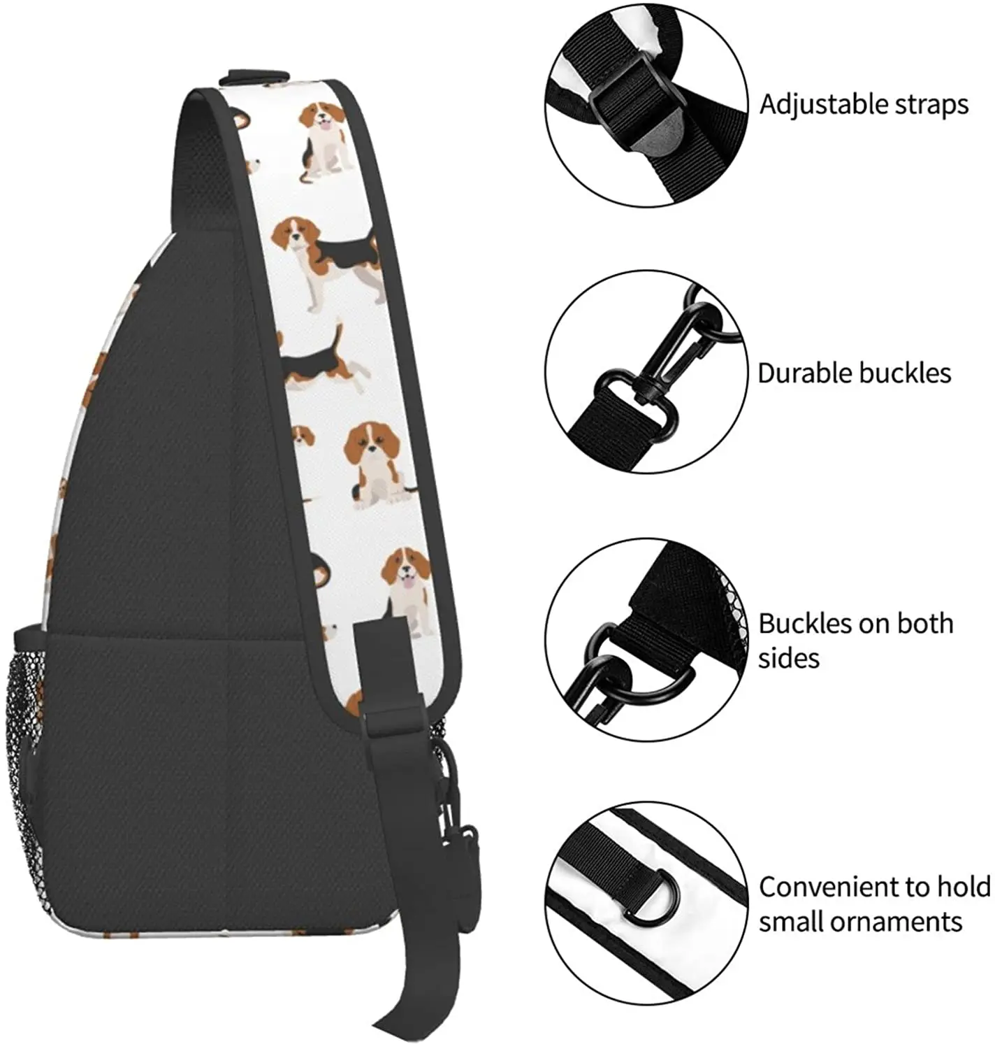 Beagle Puppy Dog Cute Hiking Daypack Crossbody Shoulder Backpack Sling Bag Travel Chest Pack for Men Women