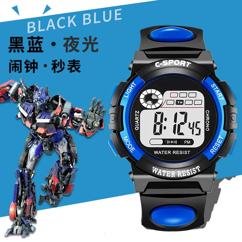 브랜드 어린이 시계 스포츠 디지털 시계 어린이 소년 소녀 학생 30M 방수 다기능 LED 손목 시계