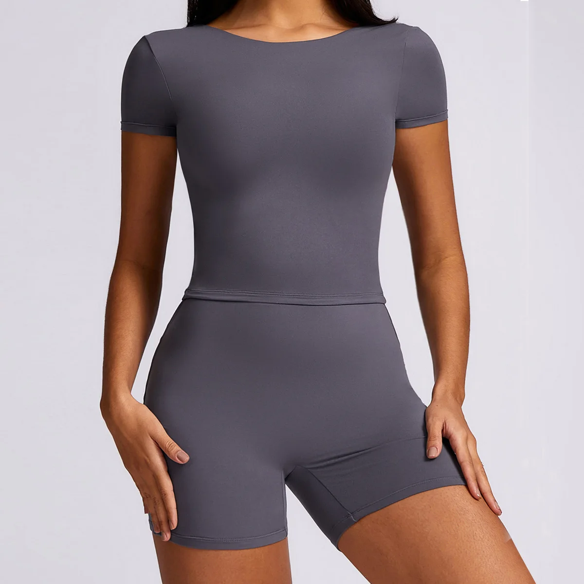 Yoga Set Women 2Pcs Workout Seamless Clothes Crop Top High Waist Leggings Shorts Fitness Gym Wear Knitted Sport Suits Sportswear image 3